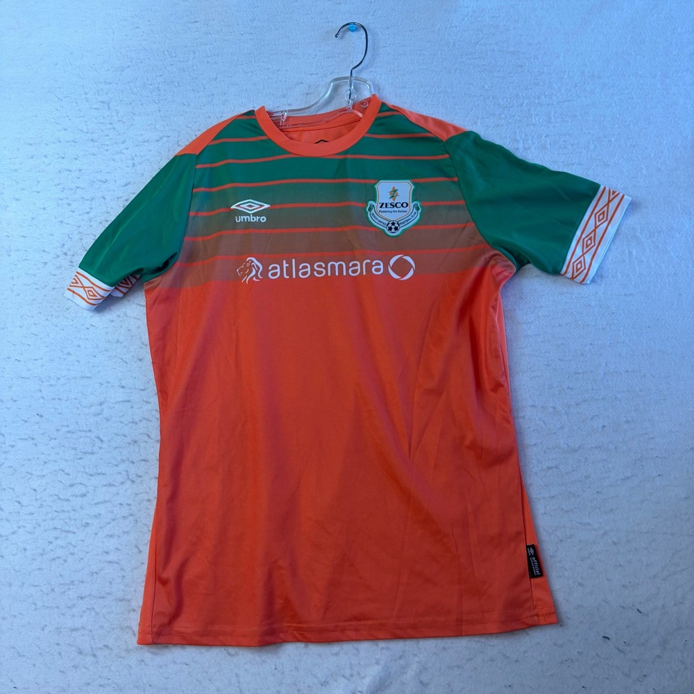 Umbro Zesco United FC Soccer Jersey Mens Medium Orange Green Atlasmara Sponsor